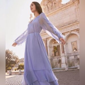 NWT loft ruffle hem maxi dress sheer with slip